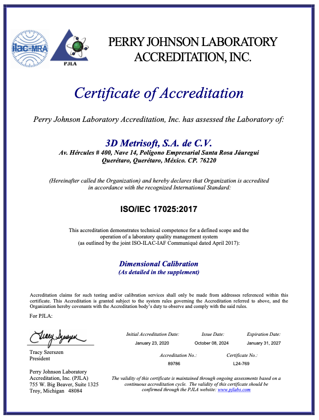 Dimensional Calibration 3D Metrisoft